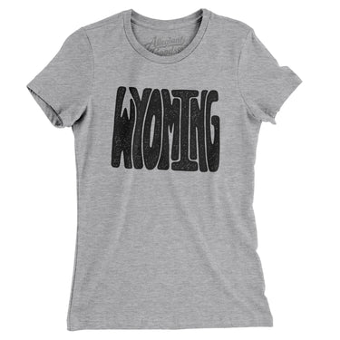 Wyoming State Shape Text Women's T-Shirt-Heather Grey-Allegiant Goods Co. Vintage Sports Apparel