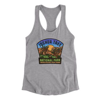 Joshua Tree National Park Badge Women's Racerback Tank-Heather Grey-Allegiant Goods Co. Vintage Sports Apparel