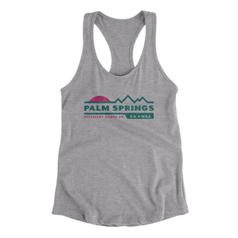 Palm Springs Mountain Sunset Women's Racerback Tank-Heather Grey-Allegiant Goods Co. Vintage Sports Apparel