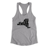 New York State Shape Text Women's Racerback Tank-Heather Grey-Allegiant Goods Co. Vintage Sports Apparel
