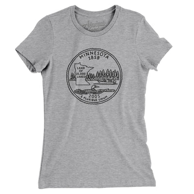 Minnesota State Quarter Women's T-Shirt-Heather Grey-Allegiant Goods Co. Vintage Sports Apparel
