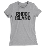 Rhode Island Military Stencil Women's T-Shirt-Heather Grey-Allegiant Goods Co. Vintage Sports Apparel