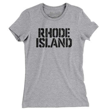 Rhode Island Military Stencil Women's T-Shirt-Heather Grey-Allegiant Goods Co. Vintage Sports Apparel