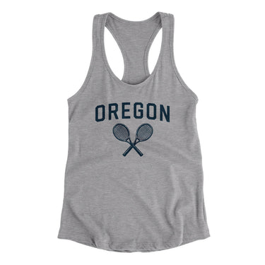 Oregon Tennis Women's Racerback Tank-Heather Grey-Allegiant Goods Co. Vintage Sports Apparel