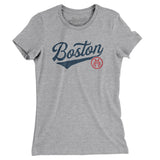 Boston Vintage Script Women's T-Shirt-Heather Grey-Allegiant Goods Co. Vintage Sports Apparel