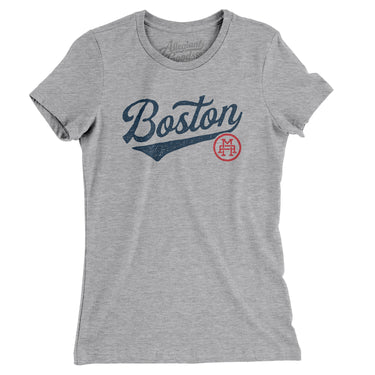 Boston Vintage Script Women's T-Shirt-Heather Grey-Allegiant Goods Co. Vintage Sports Apparel