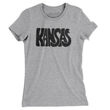 Kansas State Shape Text Women's T-Shirt-Heather Grey-Allegiant Goods Co. Vintage Sports Apparel