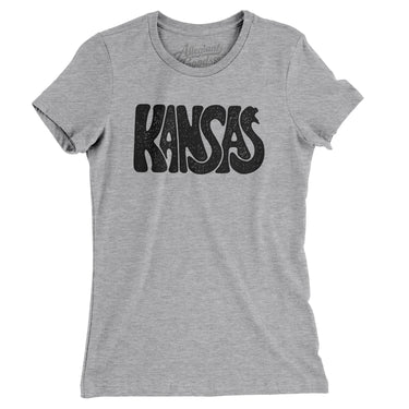 Kansas State Shape Text Women's T-Shirt-Heather Grey-Allegiant Goods Co. Vintage Sports Apparel