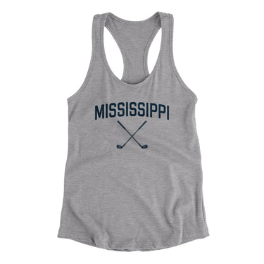 Mississippi Golf Women's Racerback Tank-Heather Grey-Allegiant Goods Co. Vintage Sports Apparel