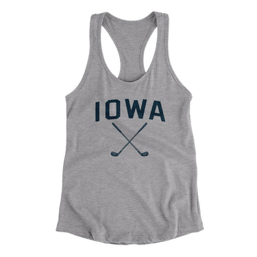 Iowa Golf Women's Racerback Tank-Heather Grey-Allegiant Goods Co. Vintage Sports Apparel