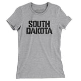 South Dakota Military Stencil Women's T-Shirt-Heather Grey-Allegiant Goods Co. Vintage Sports Apparel