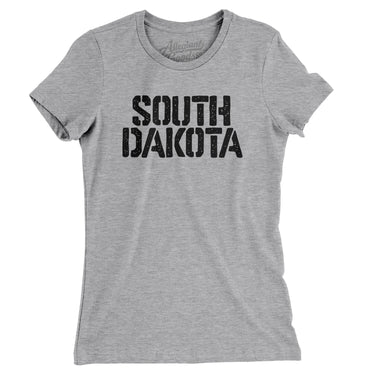 South Dakota Military Stencil Women's T-Shirt-Heather Grey-Allegiant Goods Co. Vintage Sports Apparel