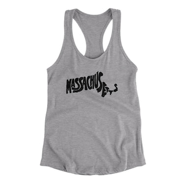 Massachusetts State Shape Text Women's Racerback Tank-Allegiant Goods Co. Vintage Sports Apparel