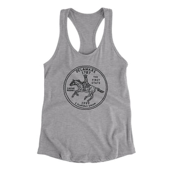 Delaware State Quarter Women's Racerback Tank-Allegiant Goods Co. Vintage Sports Apparel