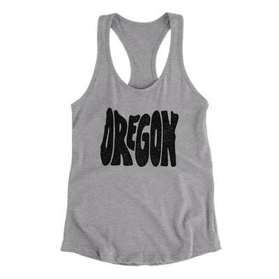 Oregon State Shape Text Women's Racerback Tank-Heather Grey-Allegiant Goods Co. Vintage Sports Apparel
