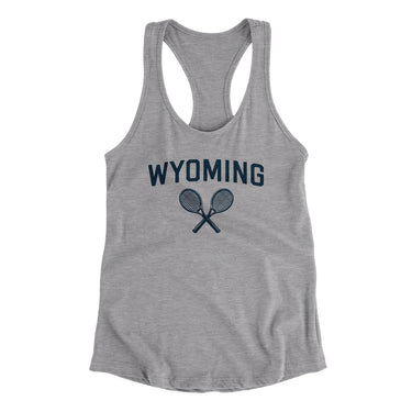 Wyoming Tennis Women's Racerback Tank-Heather Grey-Allegiant Goods Co. Vintage Sports Apparel