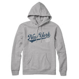 New York Vintage Script Hoodie-Heather Grey-Allegiant Goods Co. Vintage Sports Apparel