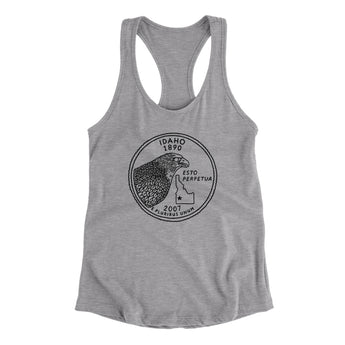 Idaho State Quarter Women's Racerback Tank-Heather Grey-Allegiant Goods Co. Vintage Sports Apparel