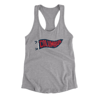 Columbus Pennant Women's Racerback Tank-Heather Grey-Allegiant Goods Co. Vintage Sports Apparel