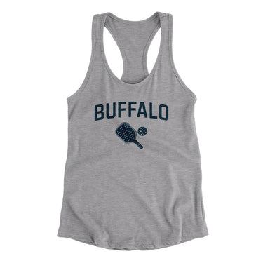 Buffalo Pickleball Women's Racerback Tank-Heather Grey-Allegiant Goods Co. Vintage Sports Apparel