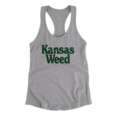 Kansas Weed Women's Racerback Tank-Heather Grey-Allegiant Goods Co. Vintage Sports Apparel