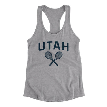 Utah Tennis Women's Racerback Tank-Heather Grey-Allegiant Goods Co. Vintage Sports Apparel