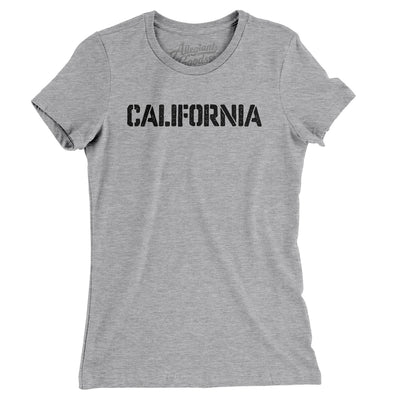 California Military Stencil Women's T-Shirt-Heather Grey-Allegiant Goods Co. Vintage Sports Apparel