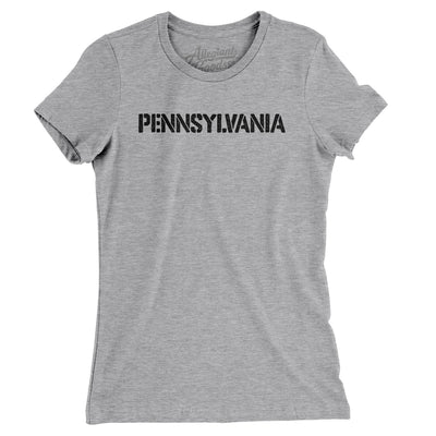 Pennsylvania Military Stencil Women's T-Shirt-Heather Grey-Allegiant Goods Co. Vintage Sports Apparel