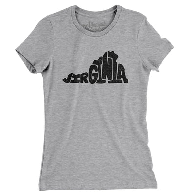 Virginia State Shape Text Women's T-Shirt-Heather Grey-Allegiant Goods Co. Vintage Sports Apparel