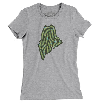 Maine Golf Course Women's T-Shirt-Heather Grey-Allegiant Goods Co. Vintage Sports Apparel