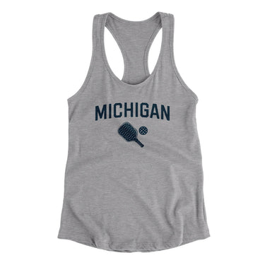 Michigan Pickleball Women's Racerback Tank-Heather Grey-Allegiant Goods Co. Vintage Sports Apparel