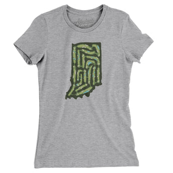 Indiana Golf Course Map Women's T-Shirt-Heather Grey-Allegiant Goods Co. Vintage Sports Apparel