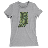 Indiana Golf Course Map Women's T-Shirt-Heather Grey-Allegiant Goods Co. Vintage Sports Apparel