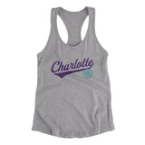 Charlotte Vintage Script Women's Racerback Tank-Heather Grey-Allegiant Goods Co. Vintage Sports Apparel
