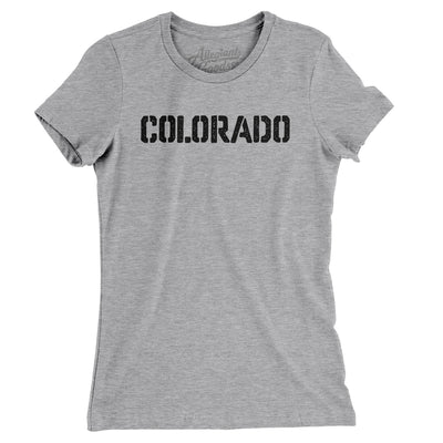 Colorado Military Stencil Women's T-Shirt-Heather Grey-Allegiant Goods Co. Vintage Sports Apparel