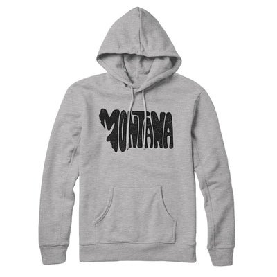 Montana State Shape Text Hoodie-Heather Grey-Allegiant Goods Co. Vintage Sports Apparel