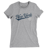 New York Vintage Script Women's T-Shirt-Heather Grey-Allegiant Goods Co. Vintage Sports Apparel