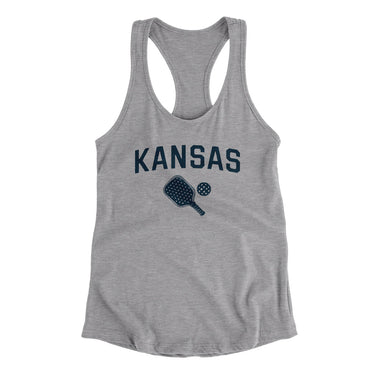 Kansas Pickleball Women's Racerback Tank-Heather Grey-Allegiant Goods Co. Vintage Sports Apparel