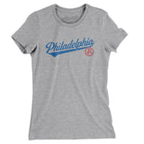 Philadelphia Vintage Script Women's T-Shirt-Heather Grey-Allegiant Goods Co. Vintage Sports Apparel