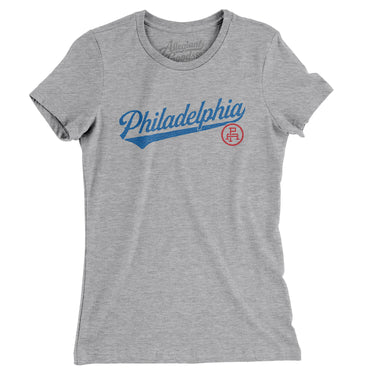 Philadelphia Vintage Script Women's T-Shirt-Heather Grey-Allegiant Goods Co. Vintage Sports Apparel