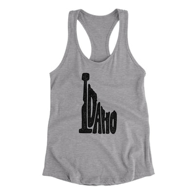 Idaho State Shape Text Women's Racerback Tank-Heather Grey-Allegiant Goods Co. Vintage Sports Apparel