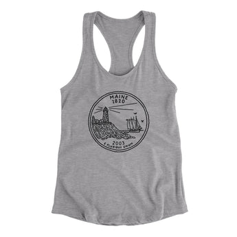 Maine State Quarter Women's Racerback Tank-Allegiant Goods Co. Vintage Sports Apparel