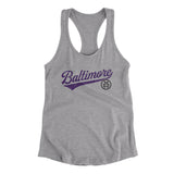 Baltimore Vintage Script Women's Racerback Tank-Heather Grey-Allegiant Goods Co. Vintage Sports Apparel