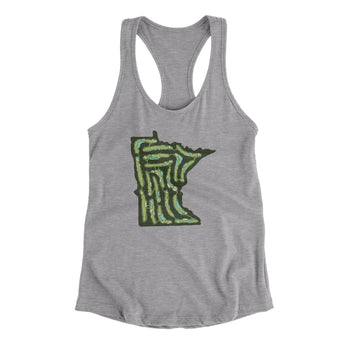Minnesota Golf Course Women's Racerback Tank-Heather Grey-Allegiant Goods Co. Vintage Sports Apparel