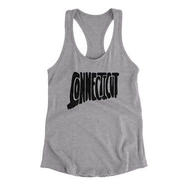 Connecticut State Shape Text Women's Racerback Tank-Allegiant Goods Co. Vintage Sports Apparel