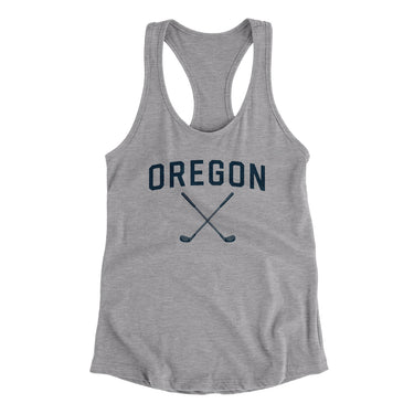 Oregon Golf Women's Racerback Tank-Heather Grey-Allegiant Goods Co. Vintage Sports Apparel
