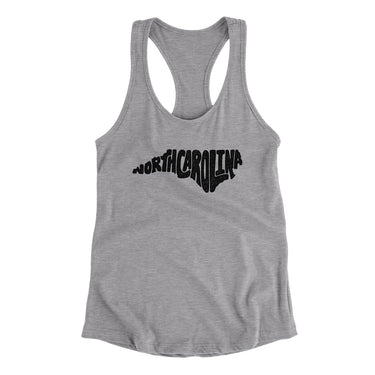 North Carolina State Shape Text Women's Racerback Tank-Heather Grey-Allegiant Goods Co. Vintage Sports Apparel