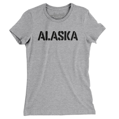 Alaska Military Stencil Women's T-Shirt-Heather Grey-Allegiant Goods Co. Vintage Sports Apparel