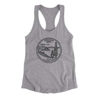 Oregon State Quarter Women's Racerback Tank-Heather Grey-Allegiant Goods Co. Vintage Sports Apparel
