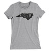 North Carolina State Shape Text Women's T-Shirt-Heather Grey-Allegiant Goods Co. Vintage Sports Apparel